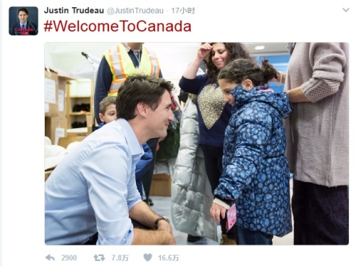 加拿大总理“欢迎难民”推文网络爆红