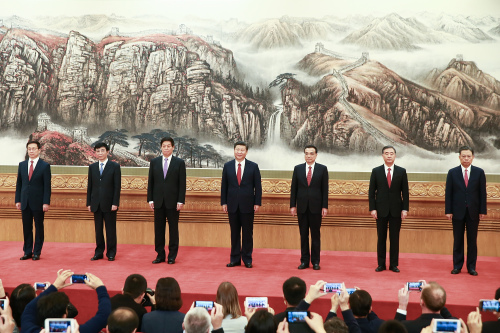 中共十九大后7名政治局常委亮相。