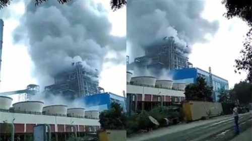 印度北部温恰哈尔镇（Unchahar）的一座燃煤火力发电厂11月1日发生爆炸，产生大量浓烟。(16:9) 