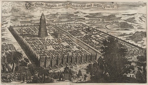 巴比伦的古城图。