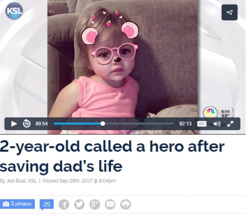 爸爸意外昏迷2岁女儿竟救他一命反应超赞！