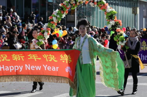 骑警打头阵纽约华人万人新年大游行