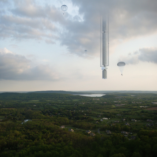 超级摩天大楼从天而降外出要用降落伞组图/视频