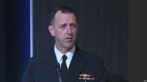美国海军作战部长理查森2017年4月27日在布鲁金斯研究院发表演说