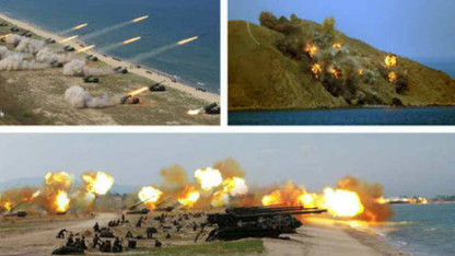 於4月25日，朝鮮特地在江原道元山市舉行最大規模砲擊演習。