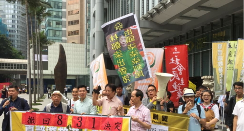 香港政黨團體遊行至候任特首辦遞交聯署信 