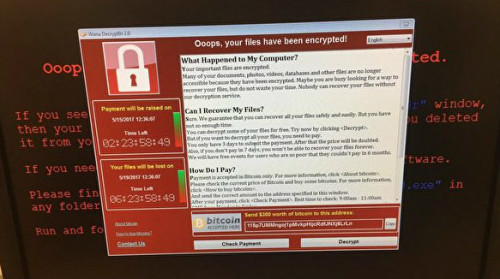 從12日開始肆虐的「WannaCry」勒索病毒，估已感染逾17萬台電腦。圖為電腦中毒後的畫面。（图片来源：推特截图）