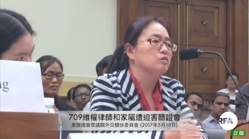 國國會舉行主題為「在中國被失蹤、被囚禁、被酷刑：太太們為丈夫們的自由呼籲」聽證會