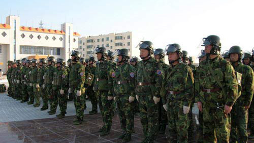 新疆兵團某師民兵集合（網路圖片）