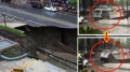 江苏暴雨地面陷大坑南京“看海”捕鱼(组图)