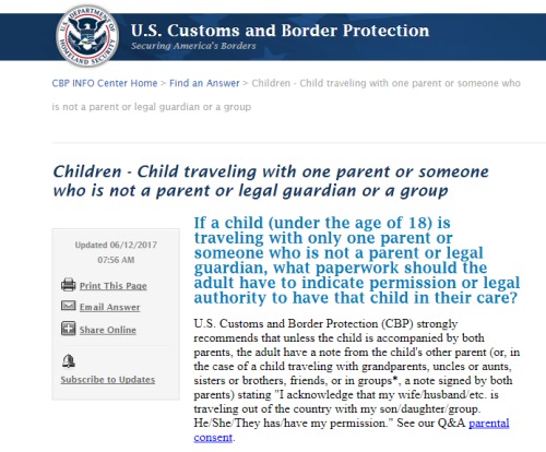 海关提醒：带孩子出入境务必准备《授权书》