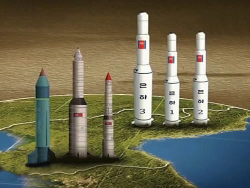 已知的北韓飛彈佈署概略，銀河系列運載火箭佈署於北端，可改裝為彈道飛彈。