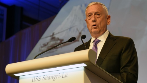 美国国防部长马蒂斯在新加坡亚洲安全会议发言