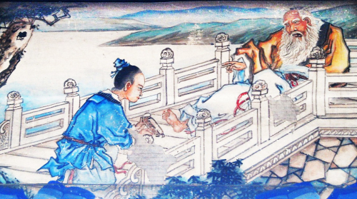 颐和园长廊彩绘──张良进履。（图片来源：维基百科）