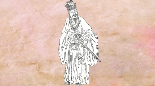 東方朔畫像，載於《晩笑堂竹荘畫傳》。