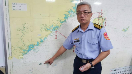 台澎湖海巡队副队长林志明（图）说明台渔船被洗刧事件。