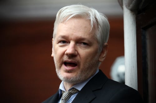 維基解密創始人朱利安·阿桑奇（Julian Assange）。（圖片來源：Carl Court/Getty Images）
