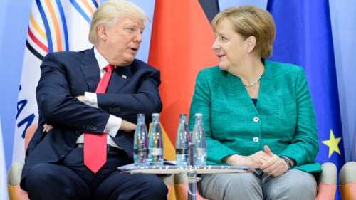 默克爾與川普在2017年G20峰會