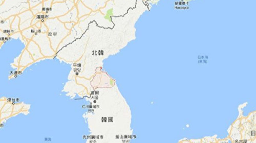 於26日早晨，朝鮮從東部江原道（圖中紅框處）發射短程導彈。