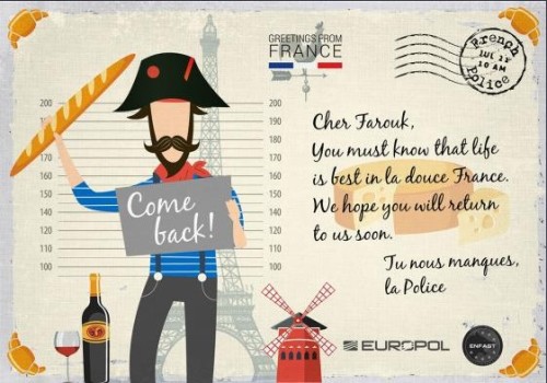 寄卡通明信片給逃犯歐洲警察說「想你」組圖/視頻