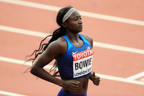 美国女子短跑名将鲍伊摘下女子100公尺金牌。