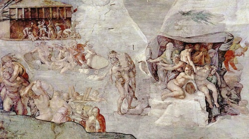 米开朗基罗的作品《大洪水》（The Deluge）绘于梵蒂冈的西丝汀教堂。