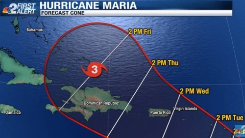 瑪莉亞增強為3級颶風 直撲東加勒比海