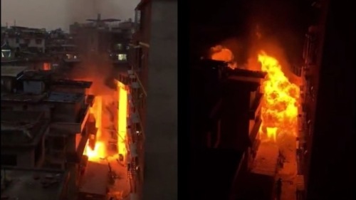 桂林非法石油气站爆炸居民惨变“火人”