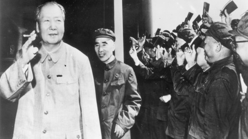 文革期间，毛泽东和林彪。