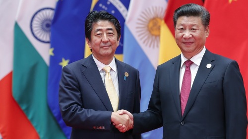 日本首相安倍晉三與中國國家主席習近平