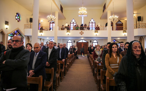 2018年12月25日，伊拉克首都巴格達卡拉達區的教堂舉行聖誕節早晨彌撒。