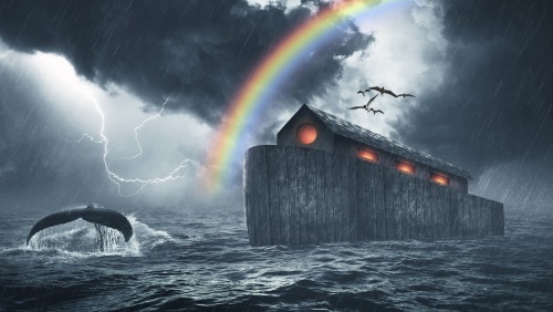 考古学发现，在大约五千年前全球发生了一次毁灭性的大洪水，而挪亚方舟的故事就发生在那个时候。