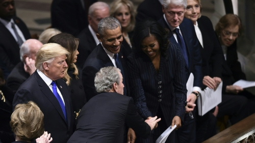 婴儿潮出生的四位总统：川普、小布什、奥巴马、克林顿（从左往右）。