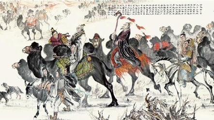 张骞总共率领了一百多人，满怀豪情的手持旌节，踏上了他这一生颠沛而传奇的命运之路。