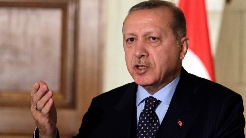 2017年12月7日，土耳其总统埃尔多安访问希腊期间出现记者会。