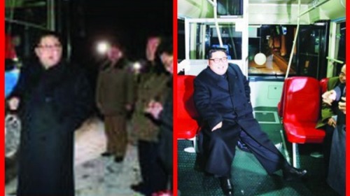 5日，朝鮮官媒《朝中社》報導，金正恩攜同夫人李雪主和官員們，深夜視察新改建的平壤無軌電車廠。