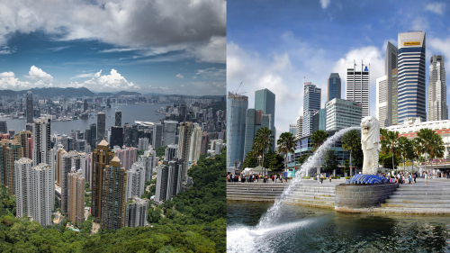 四小龍中的香港與新加坡，往往被國際研究機構以相似的地理大小、位置、人口、技術水平相比研究