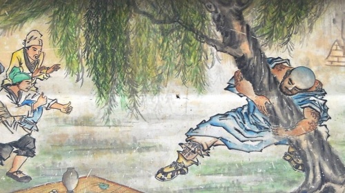 頤和園長廊彩繪〈魯智深倒拔垂楊柳〉。（圖片來源：維基百科）
