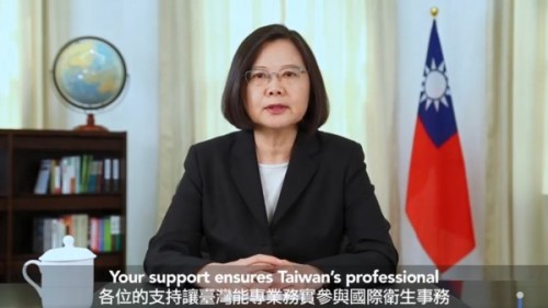 中华民国蔡英文总统斥责中国用政治手段让台湾无法参与“世界卫生大会”（WHA）。
