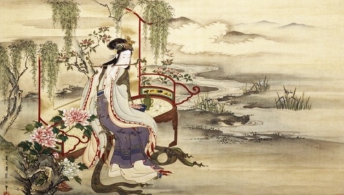 日本畫家細田栄之所繪楊貴妃畫像