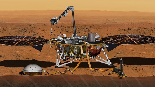 NASA火星探測器「洞察號」首次偵測到火星地震訊號。