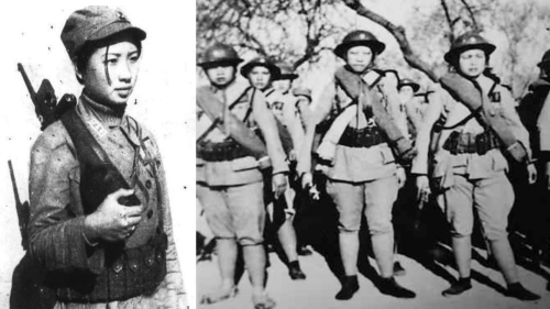 抗戰期間的廣西學生軍女戰士。
