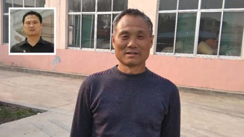 2018年3月24日，被捕前的齊崇懷(小圖)與剛出獄相比，10年牢獄讓他滿頭白髮。