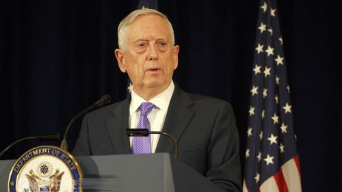 美國國防部長馬提斯強調，美國反對一切片面改變兩岸現狀的做法。