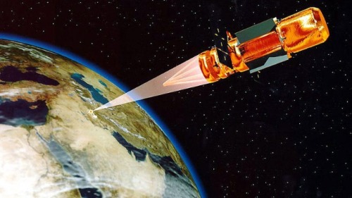 太空武器摧毁地面目标模拟图