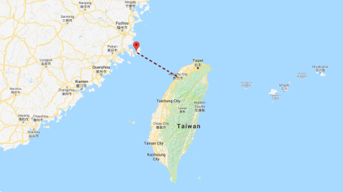平潭岛至台湾新竹市距离示意图