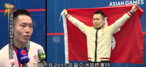 为香港壁球夺得历史性男子个人金牌及男团银牌的欧镇铭。