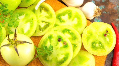 未成熟的西红柿含有龙葵素，不宜食用。