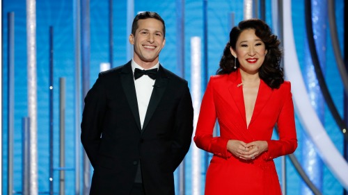 第76屆金球獎頒獎典禮今天在美國加州洛杉磯舉行，由亞裔女星吳珊卓（Sandra Oh）和喜劇男演員安迪山伯格（Andy Samberg）擔任主持人。