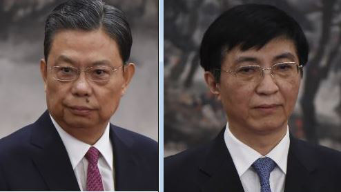 中共常委排名第三、第四的趙樂際（左)、王滬寧(右)。（圖片來源：Getty Images）